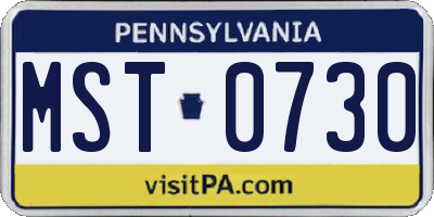 PA license plate MST0730