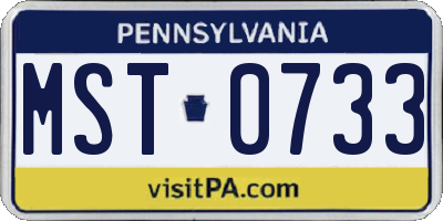 PA license plate MST0733
