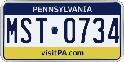 PA license plate MST0734