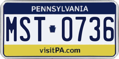 PA license plate MST0736