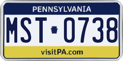 PA license plate MST0738