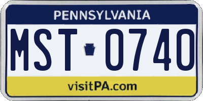 PA license plate MST0740