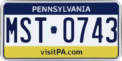 PA license plate MST0743