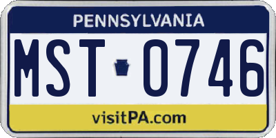 PA license plate MST0746