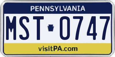 PA license plate MST0747