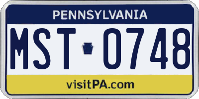 PA license plate MST0748