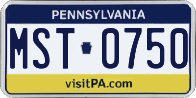 PA license plate MST0750