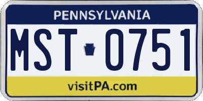 PA license plate MST0751