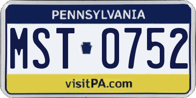 PA license plate MST0752