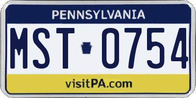 PA license plate MST0754