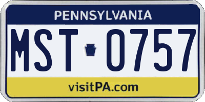 PA license plate MST0757