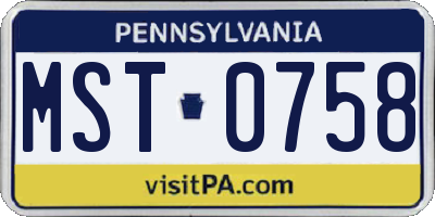 PA license plate MST0758