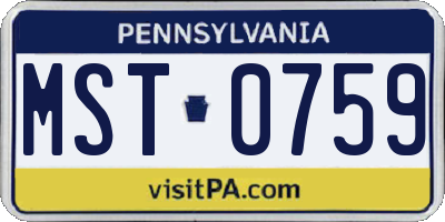 PA license plate MST0759