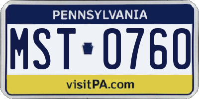 PA license plate MST0760