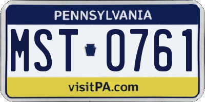 PA license plate MST0761