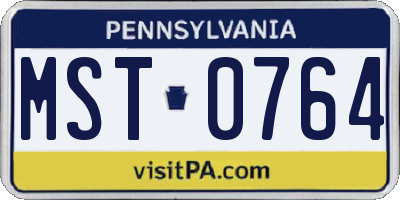 PA license plate MST0764