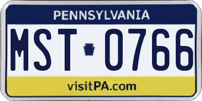 PA license plate MST0766