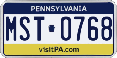 PA license plate MST0768