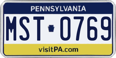 PA license plate MST0769