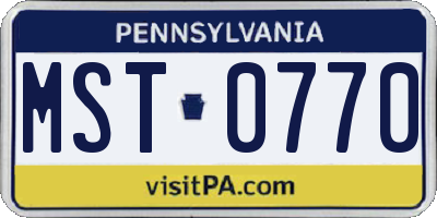 PA license plate MST0770