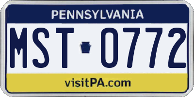 PA license plate MST0772