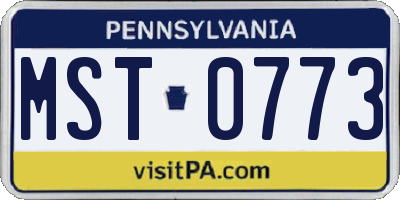 PA license plate MST0773