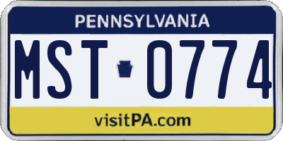 PA license plate MST0774