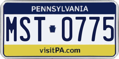 PA license plate MST0775