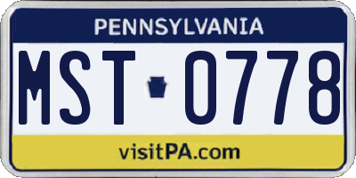 PA license plate MST0778