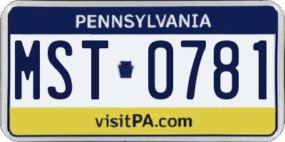 PA license plate MST0781
