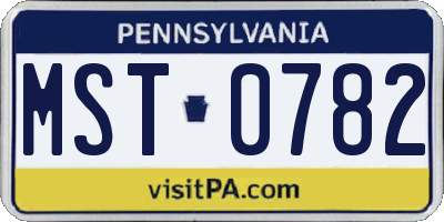 PA license plate MST0782