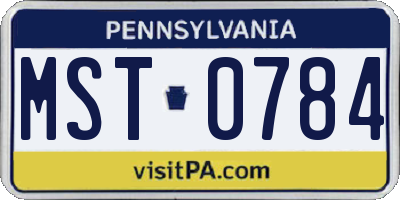 PA license plate MST0784