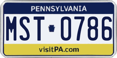 PA license plate MST0786