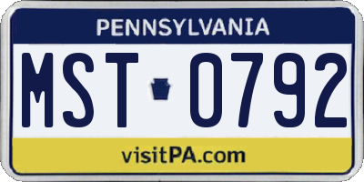 PA license plate MST0792