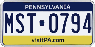 PA license plate MST0794