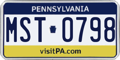 PA license plate MST0798