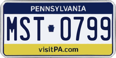 PA license plate MST0799