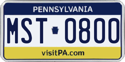 PA license plate MST0800