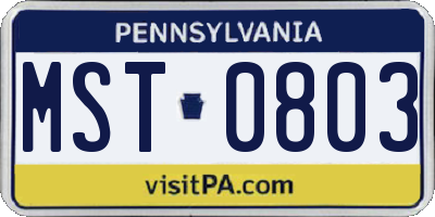 PA license plate MST0803