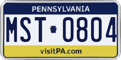 PA license plate MST0804