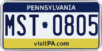 PA license plate MST0805