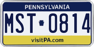 PA license plate MST0814