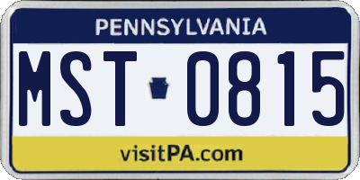 PA license plate MST0815