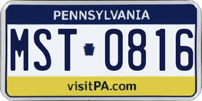 PA license plate MST0816