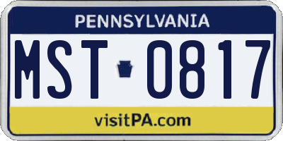 PA license plate MST0817