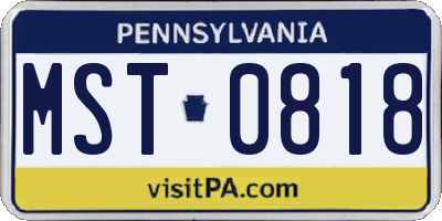 PA license plate MST0818