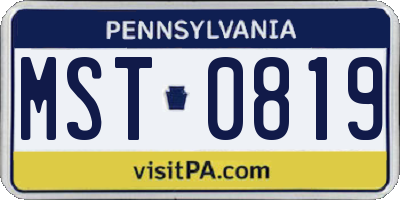 PA license plate MST0819