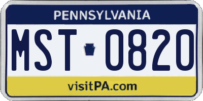 PA license plate MST0820