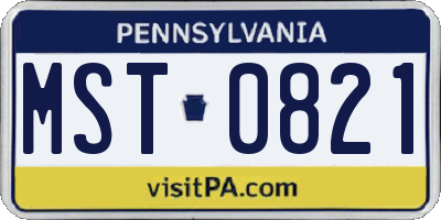 PA license plate MST0821