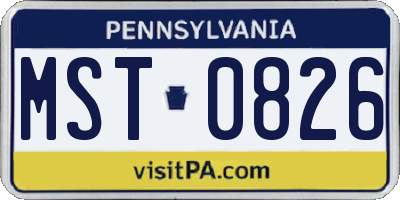 PA license plate MST0826